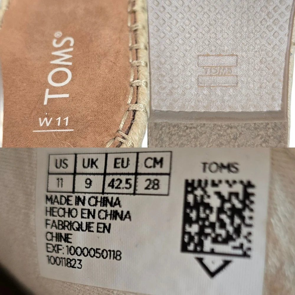 Toms Womens Clara Tan Canvas Slingback Espadrilles Shoe Size 11